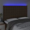 Cabecero Cama Con Luces Led | Panel De Cabecera Tela Marrón Oscuro 144x5x118/128 Cm Cfw2817938