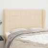 Cabecero Cama | Panel De Cabecera Con Orejas De Tela Color Crema 147x23x118/128 Cm Cfw4465674