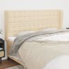 Cabecero Cama | Panel De Cabecera Con Orejas De Tela Color Crema 203x23x118/128 Cm Cfw8311348