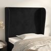 Cabecero Cama | Panel De Cabecera Con Orejas De Terciopelo Negro 93x23x118/128 Cm Cfw3872581