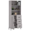 Aparador Alto | Aparador De Comedor | Armario De Cocina Madera Contrachapada Gris Sonoma 69,5x34x180 Cm Cfw5957441