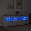 Aparador | Aparador De Comedor | Armario De Cocina Con Luces Led Blanco 202x37x67 Cm Cfw2529928