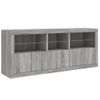 Aparador | Aparador De Comedor | Armario De Cocina Con Luces Led Gris Sonoma 162x37x67 Cm Cfw2990556