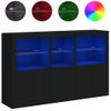 Aparador | Aparador De Comedor | Armario De Cocina Con Luces Led Negro 162x37x100 Cm Cfw1297791