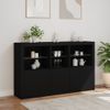 Aparador | Aparador De Comedor | Armario De Cocina Con Luces Led Negro 162x37x100 Cm Cfw1297791