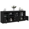 Aparador | Aparador De Comedor | Armario De Cocina Con Luces Led Negro 164x37x67 Cm Cfw5473054