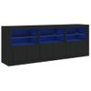 Aparador | Aparador De Comedor | Armario De Cocina Con Luces Led Negro 181,5x37x67 Cm Cfw4115311