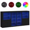 Aparador | Aparador De Comedor | Armario De Cocina Con Luces Led Negro 202x37x100 Cm Cfw9186324