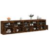 Aparador | Aparador De Comedor | Armario De Cocina Con Luces Led Roble Ahumado 283x37x67 Cm Cfw1548222