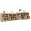 Aparador | Aparador De Comedor | Armario De Cocina Con Luces Led Roble Sonoma 283x37x67 Cm Cfw3556793