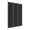 Biombo Divisor De 3 Paneles | Separador De Ambientes De Tela Negro 150x220 Cm Cfw744950