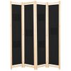 Biombo Divisor De 4 Paneles | Separador De Ambientes De Tela Negro 160x170x4 Cm Cfw744986