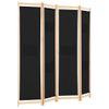 Biombo Divisor De 4 Paneles | Separador De Ambientes De Tela Negro 160x170x4 Cm Cfw744986