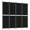 Biombo Divisor De 4 Paneles | Separador De Ambientes De Tela Negro 200x200 Cm Cfw744989
