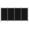 Biombo Divisor De 4 Paneles | Separador De Ambientes De Tela Negro 346x180 Cm Cfw744992