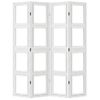 Biombo Separador De 4 Paneles | Separador De Ambientes Madera Maciza Paulownia Blanco Cfw745188