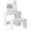 Juego De Tocador | Mesa Tocador | Tocador De Maquillaje Con Led Madera Contrachapada Blanco Cfw767340