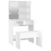 Juego De Tocador | Mesa Tocador | Tocador De Maquillaje Con Led Madera Contrachapada Blanco Brillante Cfw767343