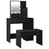 Juego De Tocador | Mesa Tocador | Tocador De Maquillaje Con Led Madera Contrachapada Negro Cfw767354