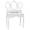 Tocador | Mesa Tocador | Tocador De Maquillaje Con Taburete Y Espejo Triple Plegable Blanco Cfw799621