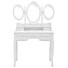 Tocador | Mesa Tocador | Tocador De Maquillaje Con Taburete Y Espejo Triple Plegable Blanco Cfw799621