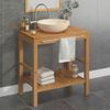 Mueble Tocador | Mesa Tocador | Tocador De Maquillaje Madera Teca Maciza Con Lavabo De Mármol Crema Cfw779308