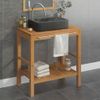 Mueble Tocador | Mesa Tocador | Tocador De Maquillaje Madera Teca Maciza Con Lavabo De Mármol Negro Cfw779311