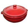 Cazuela Baja Biosa De Cerámica Artesanal 28cm Roja Para Cocinas De Vitro, Gas Y El Horno