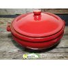 Cazuela Baja Biosa De Cerámica Artesanal 28cm Roja Para Cocinas De Vitro, Gas Y El Horno