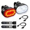 Juego De Luces De Bicicleta Recargables Usb, Ipx4 Resistente Al Agua, 4/6 Modos De Luz De Ciclo De Carretera De Montaña, Luz Delantera Y Trasera (negro)