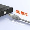 Cable Usb-a 2.0 A Usb-b 2.0 Transferencia Rápida Conexión Estable 1,8m Linq Gris