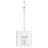 Adaptador 2 En 1 Lightning A Jack 3.5mm Audio + Lightning Carga Linq Blanco