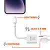 Adaptador 2 En 1 Lightning A Jack 3.5mm Audio + Lightning Carga Linq Blanco