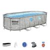 Piscina Desmontable Tubular Bestway Power Steel Diseño Piedra 549x274x122 Cm Depuradora Cartucho 5.678 L/h Cobertor Y Escalera