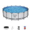 Piscina Tubular Redonda Bestway Steel Pro Max 457x122 Cm Con Depuradora De Cartucho De 3.028 L/h Cobertor Y Escalera Azul