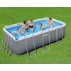 Piscina Tubular Rectangular Bestway Power Steel 412x201x122 Cm Depuradora De Cartucho Escalera Y Dispensador Químico Color Gris