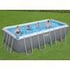 Piscina Tubular Rectangular Bestway Power Steel 488x244x122 Cm Con Depuradora De Arena Escalera Y Dispensador Químico Color Gris