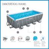 Piscina Tubular Rectangular Bestway Power Steel 488x244x122 Cm Con Depuradora De Arena Escalera Y Dispensador Químico Color Gris