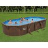 Piscina Desmontable Ovalada De Acero Bestway Hydrium 730x360x130 Cm Depuradora De Arena, Cobertor, Escalera Y Tapiz Color Marrón