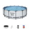 Piscina Desmontable Tubular Bestway Steel Pro Max 427x122 Cm Con Depuradora Cartucho 3.028 L/h Cobertor Y Escalera