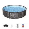 Piscina Desmontable Tubular Bestway Steel Pro Max Diseño Madera 427x107 Cm Con Depuradora Cartucho 3.028 L/h Con Cobertor Y Escalera