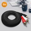 Cable De Audio Jack 3,5mm Macho A 2x Rca Macho 5m Marca Linq - Negro