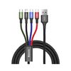 Cable Baseus 4 En 1 Lightning / Micro Usb / 2x Usb-c 3.5a 1.2m Negro