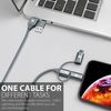 Cable Usb-a/usb-cs Lightning, Micro Usb 60w Promate Pentapower - Gris