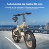 Bicicleta Eléctrica Outdoor Xiaomi Himo Zb20 Max, 48v, Autonomía 80km, 6 Velocidades, Pantalla Hd Lcd, Inflador Incluido, Gris