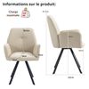 Set 2 Sillas De Comedor Terciopelo Giratoria 360°meubles Cosy 60x62x87,5cm Beige