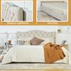 Cama Contenedor Doble Con Cajones Y Revestimiento De Tela 160x200cm Meubles Cosy Beige