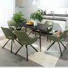 Set 2 Sillas De Comedor Escandinavas Reposabrazos De Tela Y Patas De Metal Meubles Cosy 58,5*59*81cm Verde