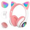 Auriculares Bluetooth Con Luces Rgb - Auriculares Con Orejas De Gato - Auriculares Inalámbricos - Auriculares Rosados