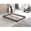 Cama Con Somier De Láminas De 140x190 Cm Con Revestimiento De Tela Gris, Pies De Madera